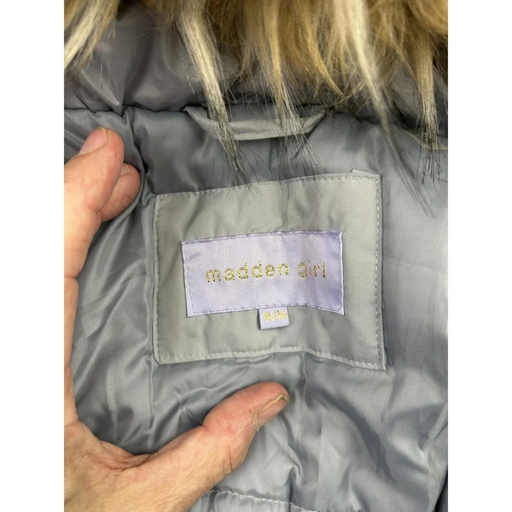 Madden Girl Removable Faux Fur Parka XL Gray Heavy Winter Coat Gorpcore Snow
